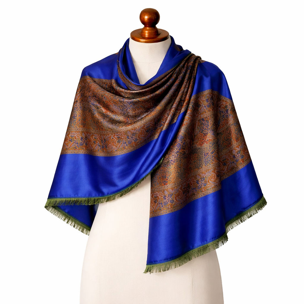 Blue Floral Design Modal Scarf